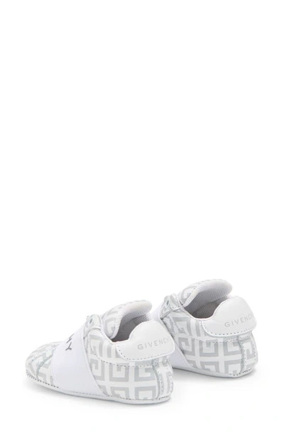 Shop Givenchy Logo Band Crib Shoe In White Grey