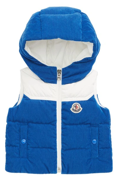 Shop Moncler Kids' Vasso Colorblock Hooded Vest In Blue