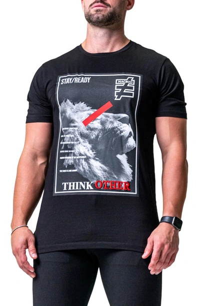 Maceoo Think Stretch Cotton Graphic Tee In Black