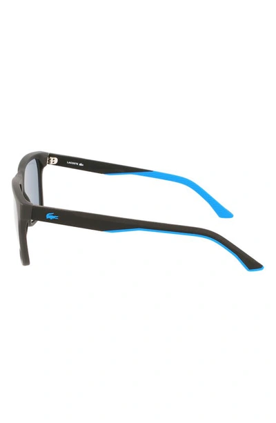 Lacoste 57mm Rectangular Sunglasses In Matte Black