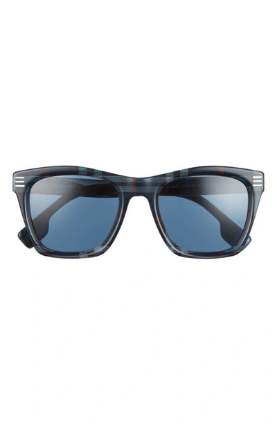 Shop Burberry 52mm Square Sunglasses In Navy Check/ Dark Blue