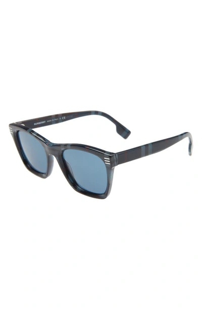 Shop Burberry 52mm Square Sunglasses In Navy Check/ Dark Blue