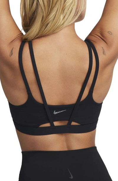 Shop Nike Dri-fit Alate Trace Sports Bra In Black/ Sail