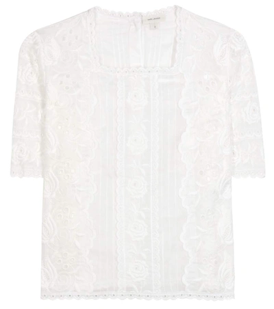 Shop Marc Jacobs Embroidered Cotton Blouse In White