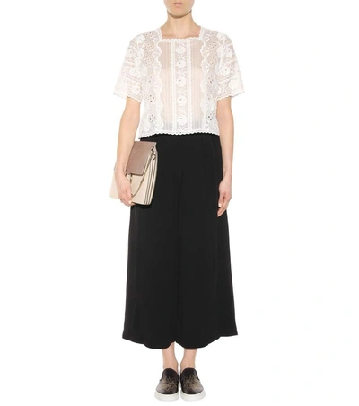 Shop Marc Jacobs Embroidered Cotton Blouse In White