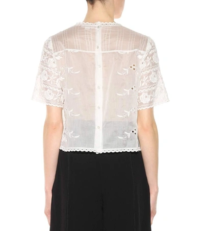 Shop Marc Jacobs Embroidered Cotton Blouse In White