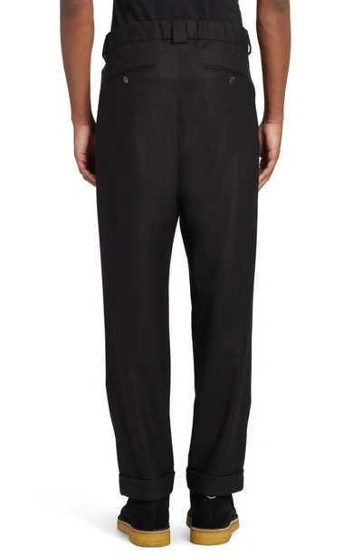 Shop Agnona Cuffed Wool Pants In Black