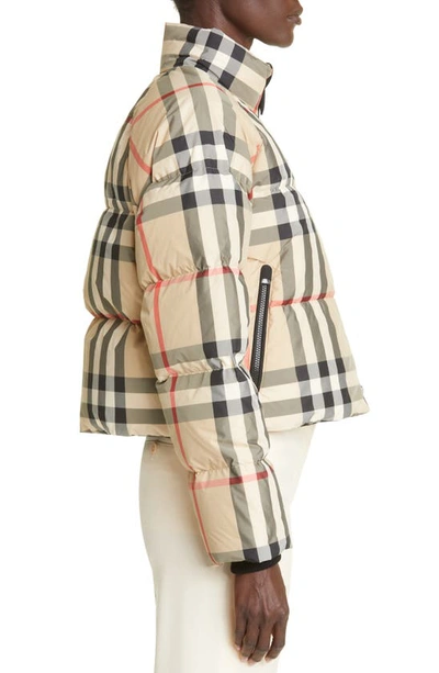 Shop Burberry Alshamar Check Down Puffer Jacket In Archive Beige Ip Chk