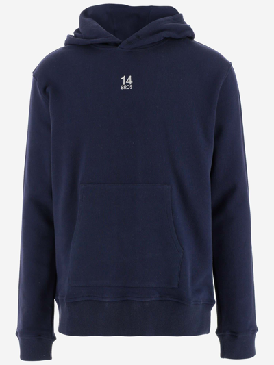 Shop 14 Bros Hooded Sweatshirt In Blu