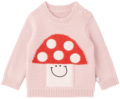 Shop Stella Mccartney Baby Pink Smiley Mushroom Sweater In 504 Pink