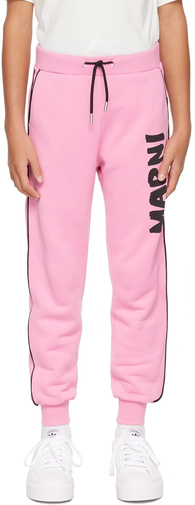 Shop Marni Kids Pink Logo Lounge Pants