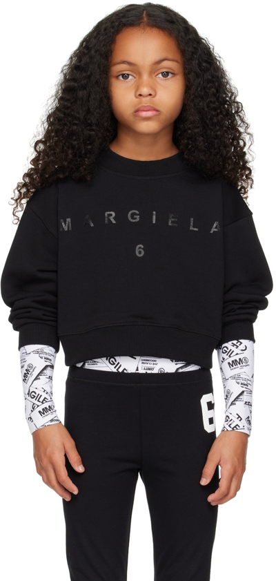 Shop Mm6 Maison Margiela Kids Black Logo Sweatshirt In M6900 Black