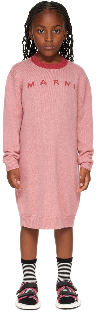 Shop Marni Kids Pink Logo Dress In 0m329