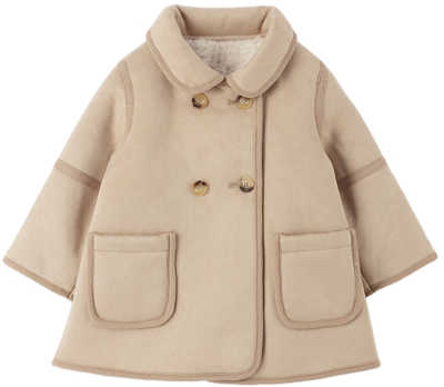 Shop Chloé Baby Beige Faux-suede Coat In 231 Stone
