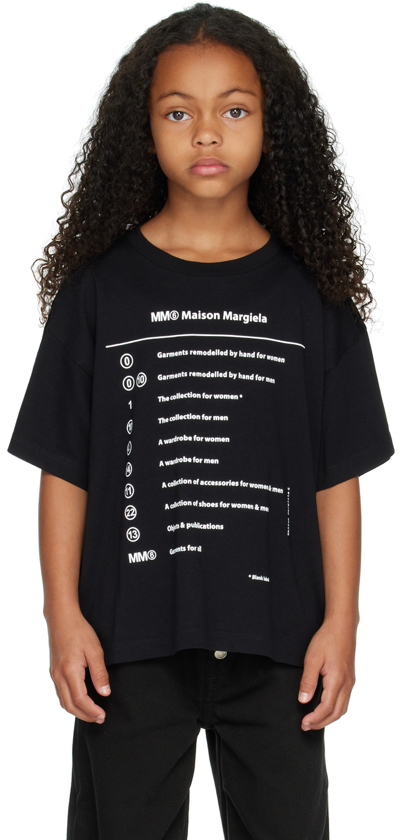 Shop Mm6 Maison Margiela Kids Black Print T-shirt In M6900 Black