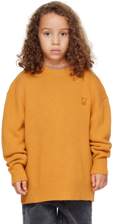Shop Main Story Kids Orange Embroidered Sweater In Clementine