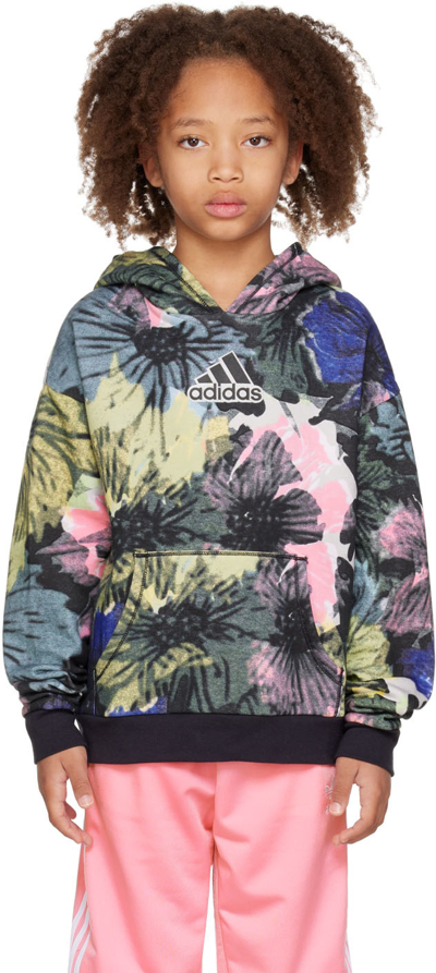 Shop Adidas Originals Kids Multicolor Allover Print Big Kids Hoodie In Black/multi