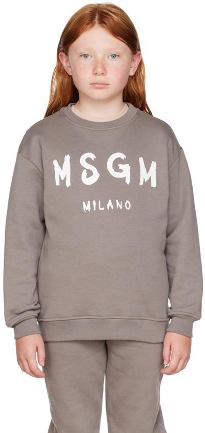 Shop Msgm Kids Gray Logo Sweatshirt In 103 Piombo