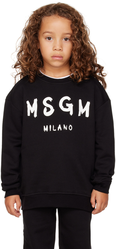 Shop Msgm Kids Black Logo Sweatshirt In 110 Nero