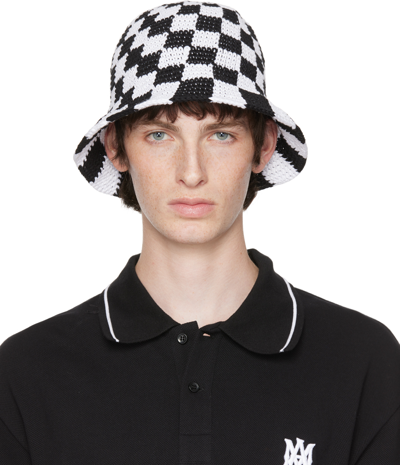 Amiri Black & White Check Bucket Hat In Black / White-hand C | ModeSens