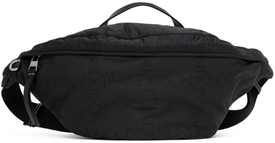 Shop Jw Anderson Black Logo Grid Bum Bag In 999 Black