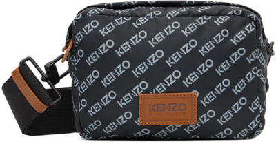 Shop Kenzo Black Monogram Bag In 99 - Black