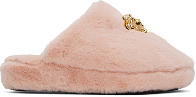 Shop Versace Pink 'la Medusa' Slippers In Z1044 Light Pink