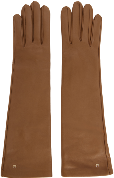 Shop Max Mara Brown Afidee Gloves In 004 Tobacco