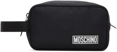 Shop Moschino Black Toiletry Pouch In A2555 Fantasy Print