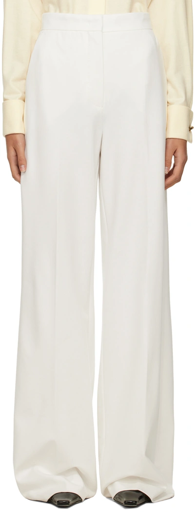 Shop Max Mara White Tronto Trousers In 001 Silk