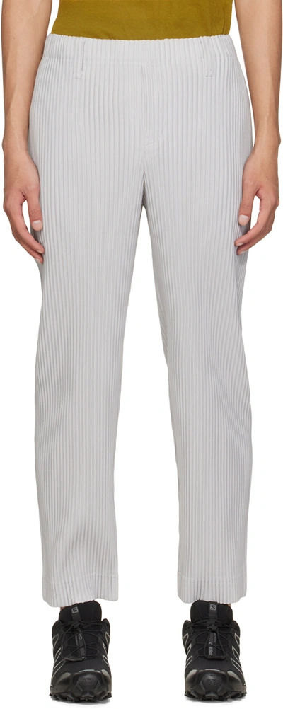 Shop Issey Miyake Gray Basics Trousers In 11 Light Gray