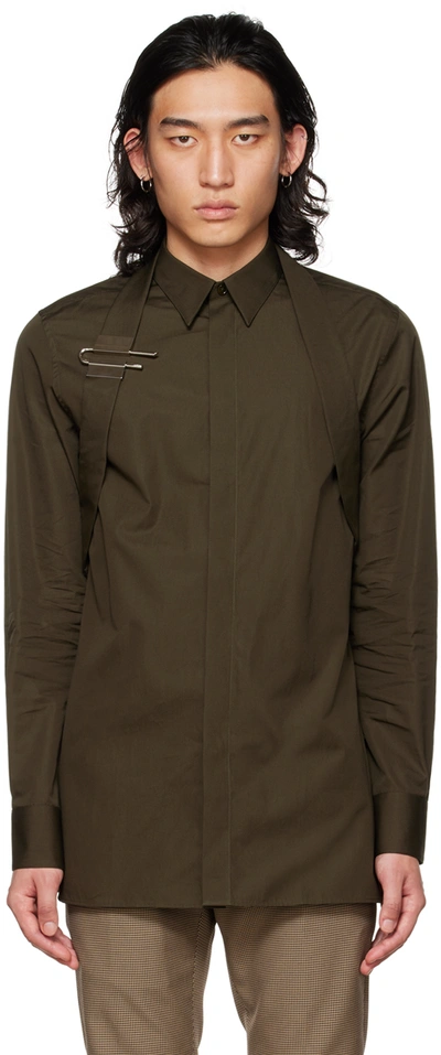 Shop Givenchy Khaki Contemporary Fit Shirt In 309-military Green