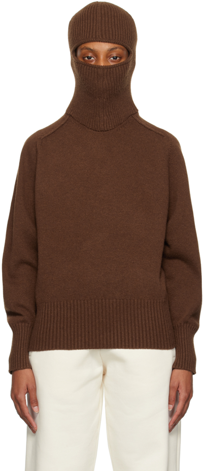 Shop Vaara Brown Balaclava Hoodie