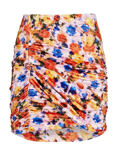 Shop Isabel Marant Guilayo Floral Velvet Mini Skirt In Multi