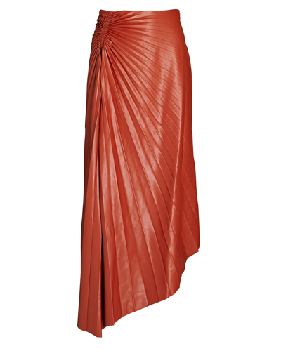 Shop A.l.c Tracy Asymmetric Vegan Leather Midi Skirt In Red-drk