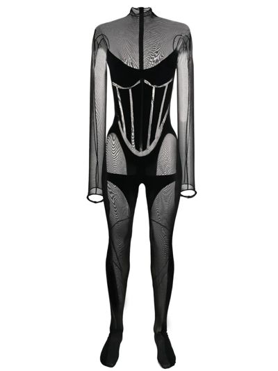 Shop Wolford X  Sheer Long-length Catsuit In Black