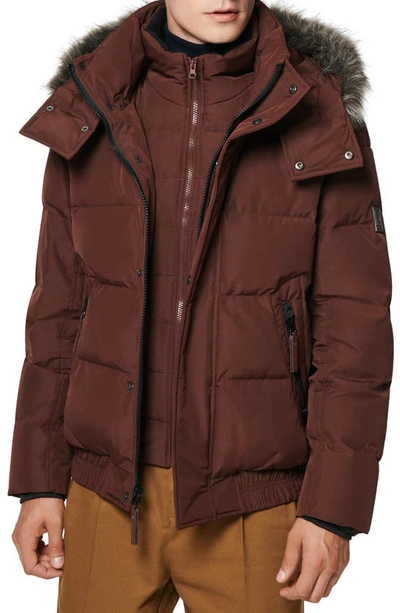 Shop Marc New York Umbra Faux Fur Trim Quilted Jacket In Oxblood