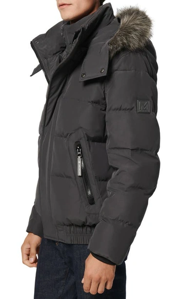 Shop Marc New York Umbra Faux Fur Trim Quilted Jacket In Charcoal