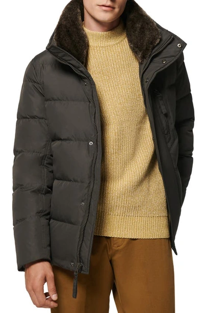 Marc New York Horizon Down & Feather Coat With Faux Fur Collar In Smoke