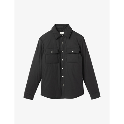 Shop Sandro Mens Noir / Gris Pocket-detail Padded Cotton Jacket