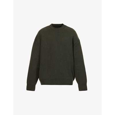 Shop Givenchy Dropped-shoulder Crewneck Wool-knit Jumper In 301-dark Green