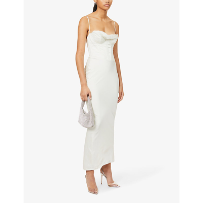 House Of Cb Charmaine Corset Satin Maxi Dress In Ivory