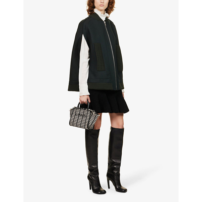Ports 1961 Shawl-neck Ribbed-trim Wool Cape In Dark Green