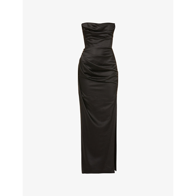 Shop House Of Cb Women's Black Adrienne Slim-fit Satin Maxi Dress