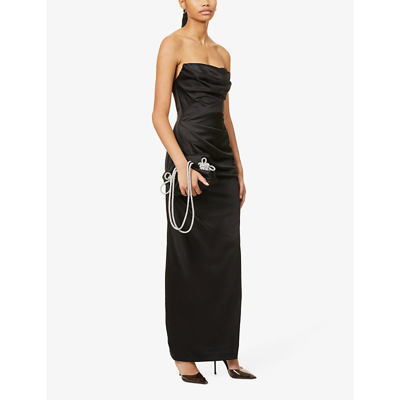 House Of Cb Adrienne Slim-fit Satin Maxi Dress In Black