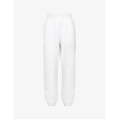 Alexander Wang Puff Logo Sweatpant In Structured Terry In White
