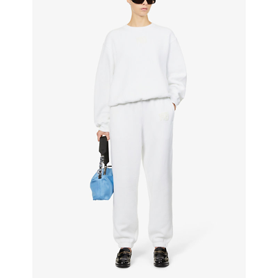 Shop Alexander Wang Essential Brand-print Cotton-blend Jogging Bottoms In White