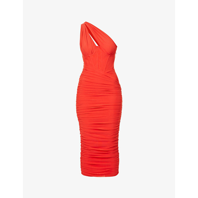 Shop House Of Cb Women's Scarlet Valentina Cut-out Stretch-mesh Midi Dress In Red