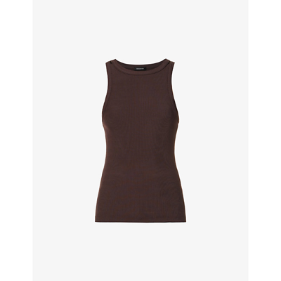 Shop Goldsign The Doyle Ribbed Woven Top In Chocolate Dark Brown