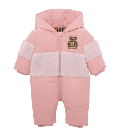 Shop Burberry Kids Thomas Bear Snowsuit (6-24 Months) In Pink